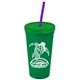 Promotional Personalized 24 oz Stadium Plastic Tumbler Cup With Straw And Lid