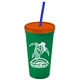Promotional Personalized 24 oz Stadium Plastic Tumbler Cup With Straw And Lid