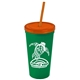 Promotional Personalized 24 oz Stadium Plastic Tumbler Cup With Straw And Lid