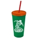Promotional Personalized 24 oz Stadium Plastic Tumbler Cup With Straw And Lid