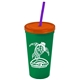 Promotional Personalized 24 oz Stadium Plastic Tumbler Cup With Straw And Lid