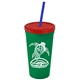 Promotional Personalized 24 oz Stadium Plastic Tumbler Cup With Straw And Lid