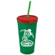 Promotional Personalized 24 oz Stadium Plastic Tumbler Cup With Straw And Lid