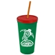 Promotional Personalized 24 oz Stadium Plastic Tumbler Cup With Straw And Lid