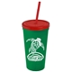 Promotional Personalized 24 oz Stadium Plastic Tumbler Cup With Straw And Lid
