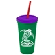 Promotional Personalized 24 oz Stadium Plastic Tumbler Cup With Straw And Lid