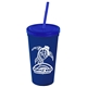 Promotional Personalized 24 oz Stadium Plastic Tumbler Cup With Straw And Lid