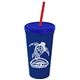 Promotional Personalized 24 oz Stadium Plastic Tumbler Cup With Straw And Lid