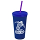 Promotional Personalized 24 oz Stadium Plastic Tumbler Cup With Straw And Lid