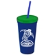 Promotional Personalized 24 oz Stadium Plastic Tumbler Cup With Straw And Lid