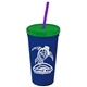 Promotional Personalized 24 oz Stadium Plastic Tumbler Cup With Straw And Lid