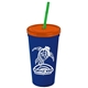Promotional Personalized 24 oz Stadium Plastic Tumbler Cup With Straw And Lid