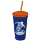 Promotional Personalized 24 oz Stadium Plastic Tumbler Cup With Straw And Lid