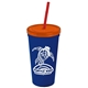 Promotional Personalized 24 oz Stadium Plastic Tumbler Cup With Straw And Lid