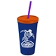 Promotional Personalized 24 oz Stadium Plastic Tumbler Cup With Straw And Lid