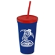Promotional Personalized 24 oz Stadium Plastic Tumbler Cup With Straw And Lid