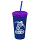 Promotional Personalized 24 oz Stadium Plastic Tumbler Cup With Straw And Lid