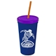 Promotional Personalized 24 oz Stadium Plastic Tumbler Cup With Straw And Lid