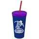 Promotional Personalized 24 oz Stadium Plastic Tumbler Cup With Straw And Lid