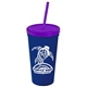 Promotional Personalized 24 oz Stadium Plastic Tumbler Cup With Straw And Lid