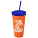 Promotional Personalized 24 oz Stadium Plastic Tumbler Cup With Straw And Lid