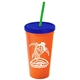 Promotional Personalized 24 oz Stadium Plastic Tumbler Cup With Straw And Lid