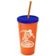 Promotional Personalized 24 oz Stadium Plastic Tumbler Cup With Straw And Lid