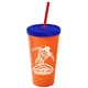 Promotional Personalized 24 oz Stadium Plastic Tumbler Cup With Straw And Lid