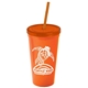 Promotional Personalized 24 oz Stadium Plastic Tumbler Cup With Straw And Lid