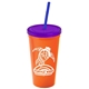 Promotional Personalized 24 oz Stadium Plastic Tumbler Cup With Straw And Lid