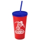Promotional Personalized 24 oz Stadium Plastic Tumbler Cup With Straw And Lid