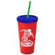 Promotional Personalized 24 oz Stadium Plastic Tumbler Cup With Straw And Lid