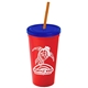 Promotional Personalized 24 oz Stadium Plastic Tumbler Cup With Straw And Lid