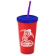 Promotional Personalized 24 oz Stadium Plastic Tumbler Cup With Straw And Lid