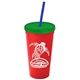 Promotional Personalized 24 oz Stadium Plastic Tumbler Cup With Straw And Lid