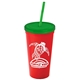 Promotional Personalized 24 oz Stadium Plastic Tumbler Cup With Straw And Lid