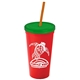 Promotional Personalized 24 oz Stadium Plastic Tumbler Cup With Straw And Lid