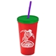 Promotional Personalized 24 oz Stadium Plastic Tumbler Cup With Straw And Lid