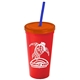 Promotional Personalized 24 oz Stadium Plastic Tumbler Cup With Straw And Lid