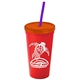 Promotional Personalized 24 oz Stadium Plastic Tumbler Cup With Straw And Lid
