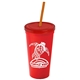 Promotional Personalized 24 oz Stadium Plastic Tumbler Cup With Straw And Lid