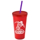 Promotional Personalized 24 oz Stadium Plastic Tumbler Cup With Straw And Lid