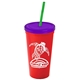 Promotional Personalized 24 oz Stadium Plastic Tumbler Cup With Straw And Lid