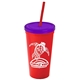 Promotional Personalized 24 oz Stadium Plastic Tumbler Cup With Straw And Lid