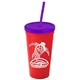Promotional Personalized 24 oz Stadium Plastic Tumbler Cup With Straw And Lid