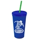 Promotional Personalized 24 oz Stadium Plastic Tumbler Cup With Straw And Lid