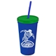 Promotional Personalized 24 oz Stadium Plastic Tumbler Cup With Straw And Lid