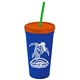 Promotional Personalized 24 oz Stadium Plastic Tumbler Cup With Straw And Lid