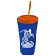 Promotional Personalized 24 oz Stadium Plastic Tumbler Cup With Straw And Lid