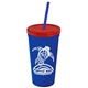 Promotional Personalized 24 oz Stadium Plastic Tumbler Cup With Straw And Lid